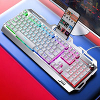 Set Keyboard dan Mouse Mekanik 104 Tombol, Kabel USB, Gaming Keyboard dan Mouse Combo