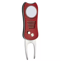 Marqueur de balle magnétique double face, outil de réparation de divot de golf pliable en acier, type couteau à lame escamotable