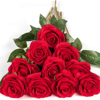 Bunga Mawar Sutra Tangkai Tunggal Dekorasi Ruang Tamu Rumah Bunga Buatan Rangkaian Mawar Pernikahan Alat DIY Hari Valentine Tahun Baru