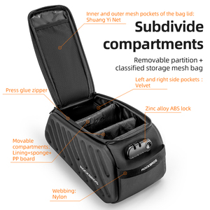 ROCKBROS <span class=keywords><strong>sacoche</strong></span> de vélo de grande capacité avec serrure à combinaison <span class=keywords><strong>antivol</strong></span> VTT étagère arrière siège sac de rangement étanche à la pluie - Product Image 3