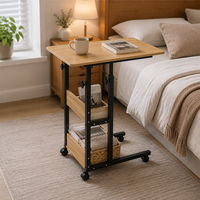 Table portable pour ordinateur portable, bureau d'ordinateur réglable en hauteur avec étagères de rangement, poste de travail flexible pour la maison et le bureau