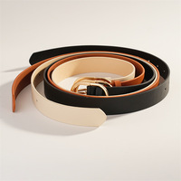 Ceinture en cuir PU classique pour femme avec boucle ovale dorée, ajustable, couleur unie, pour robe, jean, ceinture de mode et de décoration pour le quotidien
