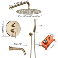 Robinet de douche doré brossé encastré dans le mitigeur mural, ensemble de douche pluie en laiton 3 voies pour distributeur, vente en gros