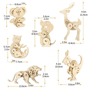 Jouets éducatifs pour enfants, <span class=keywords><strong>recherche</strong></span> éducative transfrontalière, éducation préscolaire, bricolage, puzzle en bois 3D fait main, animal, déballé - Product Image 2