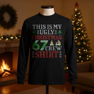 Questa è la maglietta a maniche lunghe di Natale Ugly Christmas 67 Crew, regalo di Natale - Product Image 4