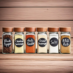 Bocaux à épices en verre de 120 ml et 180 ml, bouteilles de rangement pour assaisonnements avec entonnoir pliable et étiquettes, outils de cuisine et de barbecue, outils pour herbes et épices - Product Image 1