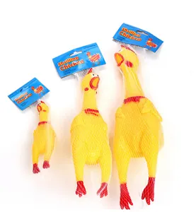 고품질 애완 동물 들떠 장난감 노란색 치킨 비명 벤트 크리 에이 티브 젖꼭지 장난감