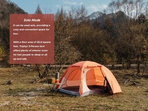 Tente <span class=keywords><strong>de</strong></span> <span class=keywords><strong>randonnée</strong></span> extensible OEM pour 1-2 personnes avec vestibule attachable - Conception à 3 portes pour le camping et la <span class=keywords><strong>randonnée</strong></span> en 3 saisons - Product Image 4