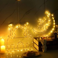 Stern- und Halbmond-LED-Lichterkette Batteriebetrieben für Innen/Außen Weihnachtsdekoration mit Timer-Funktion