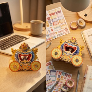 Ensemble de notes 3D en papier artisanal, thème Voiture Citrouille <span class=keywords><strong>Cendrillon</strong></span>, pour enfants, bricolage, cadeau de luxe, décoration de bureau à domicile, pour les fêtes et anniversaires, OEM - Product Image 4
