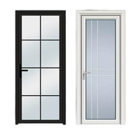 Porte battante à cadre en aluminium noir, double vitrage isolant, étanche et insonorisée, prix usine, pour chambre, appartement, intérieur