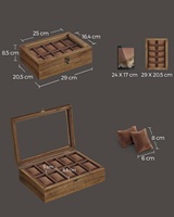Boîte à montres en bois personnalisée avec logo, 12 emplacements, organiseur de rangement de luxe pour montres avec nom gravé au laser, idéal pour un cadeau d'entreprise