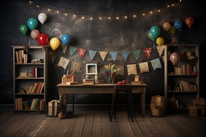 Fondo para fotografía globos caballos de madera Parque de Atracciones decoración recién nacido bebé cumpleaños foto de fondo - Product Image 6