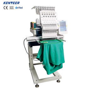 Máquina de bordar automática Kenteer de 12 agujas, de una sola cabeza, para camisetas con cuello en Y, incluye núcleo de costura y motor para maquinaria de confección. - Product Image 1
