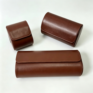 Étui de voyage pour montres en cuir, pour hommes et femmes, avec 3 emplacements, boîte de présentation marron pour montres-bracelets, forme rectangulaire - Product Image 3