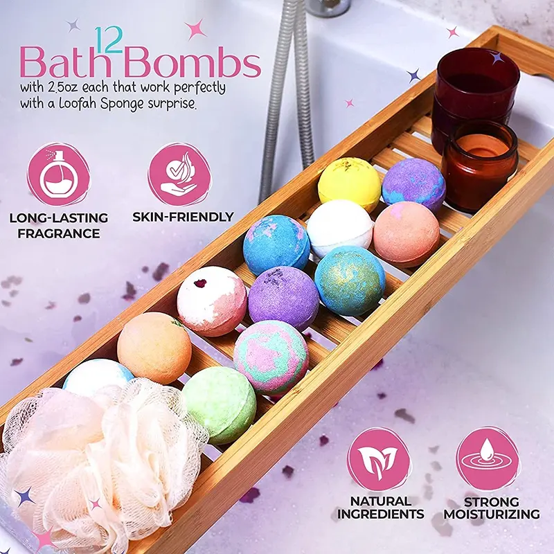 Wholesale Custom 6 Pack of Large Bath bombs with Organic Ingredient bath bomb Relaxing Home Spa Use Presented in a Gift Box