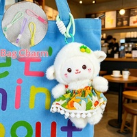 Poupée en peluche mignonne en coton PP et polyester, motif robe florale, accessoire de sac, best-seller, célèbre sur internet, pour lancer de mariage, 15 cm