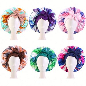 Grands bonnets ajustables avec sangle élastique en satin de soie pour dormir - Product Image 1