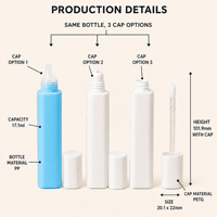 Tube de rouge à lèvres liquide en plastique PP à presser, emballage vide pour cosmétiques avec applicateur à baguette, logo personnalisé, marque privée
