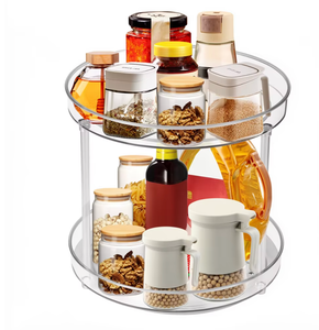 360° Drehbarer Lazy Susan <span class=keywords><strong>Organizer</strong></span> Rutschfester Kunststoff Küchen-Gewürzregal Kosmetik-Aufbewahrungstablett für Badezimmer Großhandel - Product Image 1