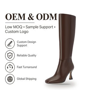 <span class=keywords><strong>Stivali</strong></span> Alti al Ginocchio in Pelle Crema per <span class=keywords><strong>Donna</strong></span>, Punta Quadrata, Tacco a Spillo, per Ufficio, Pendolarismo, Serate ed Eventi - Product Image 3