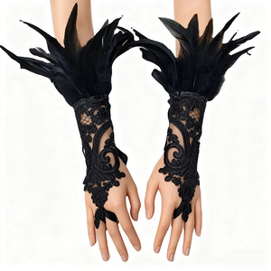 Guanti a uncino per carnevale, con piume di pollo soffici, doppio uso, coprigambe a forma di gamba di ragno, stile gotico scuro punk, anelli per piedi artigianali - Product Image 1