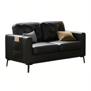 Divano Moderno a Due Posti 1500*950*750mm in Pelle PU con Schienale Trapuntato e Gambe in Metallo per Soggiorno - Product Image 1