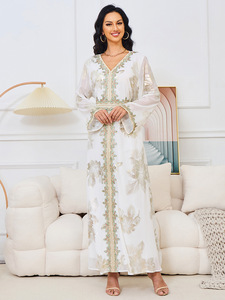 Vestido Musulmán <span class=keywords><strong>para</strong></span> Mujer de Oriente Medio 2026, Nuevo Conjunto de Dos Piezas con Cuello en V, Vestido Elegante de Alta Calidad <span class=keywords><strong>para</strong></span> la Noche - Product Image 1