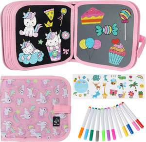 Juego de libros de dibujo mágico borrable para niños reutilizable 6 páginas lápiz de acuarela cuaderno de bocetos 6 lápices viaje por carretera juego de coche escritura - Product Image 1