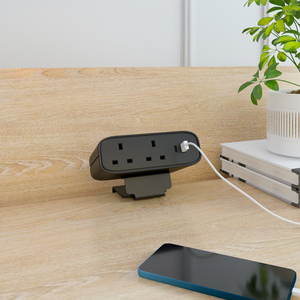 Omni ปลั๊กเสียบไฟฟ้าตั้งโต๊ะแบบ<span class=keywords><strong>2</strong></span>ช่องสำหรับติดตั้งในสำนักงานสมัยใหม่13A สีดำเงางาม - Product Image 6