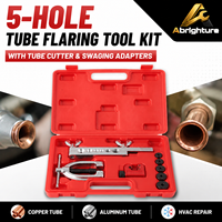 Kit de Herramientas de Abocardado de 5 Orificios con Cortatubos, Juego de Expansión y Reducción de Tubos para Cobre, Aluminio y Tuberías de Frenos