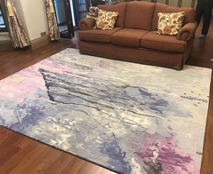 森/湖/草風景カスタムウールラグ手作りふわふわカーペットとラグリビングルーム大きなシャグハンドタフテッドラグ - Product Image 4