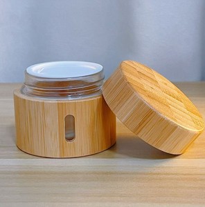 2025 nouveau récipient cosmétique en <span class=keywords><strong>bambou</strong></span> biologique personnalisé populaire 30g <span class=keywords><strong>pot</strong></span> de crème en <span class=keywords><strong>bambou</strong></span> complet avec <span class=keywords><strong>pot</strong></span> de bouteille intérieure en verre - Product Image 1