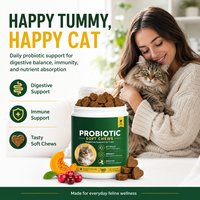 Complément Probiotique pour Chat, Friandises à Mâcher Douces, Santé Digestive, Immunité, Enzymes Prébiotiques, Forme de Cœur, Friandises Naturelles pour Animaux de Compagnie, 180 Unités