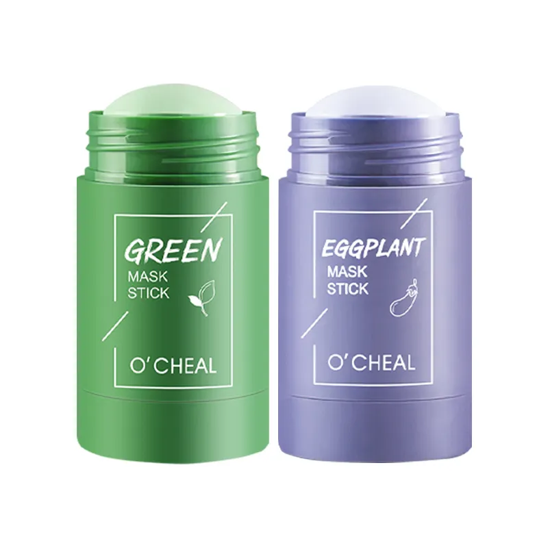 Etichetta privata Dropshipping tè verde un bastoncino di maschera di melanzane per impostare la maschera detergente ridurre l'acne