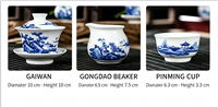 Jingdezhen Traditionelles Chinesisches Handbemaltes Blau-Weißes Porzellan Kung-Fu-Tee-Set Landschaftsmuster Hochwertiger Weißer Ton