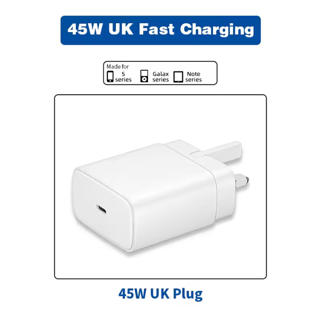 45w Suitable for Samsung Type C Power Adapter Fast Charging QC2..0 Compatible with  British Android Device Plug Charger