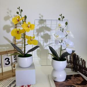 Orchidée Phalaenopsis Artificielle Paulon en Pot Rond de 30 cm – Décoration de Bureau Rose, Blanc, Jaune, Violet pour Intérieur et Extérieur - Product Image 4