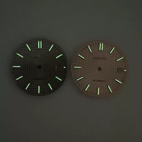 Montre multifonctionnelle avec cadran en chêne style ferme modifié de 31,8 mm, aiguilles argentées, luminescence verte, piles incluses, compatible mouvement NH35, en métal