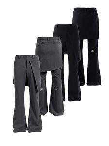 Pantalones acampanados de dos piezas falsos desmontables con <span class=keywords><strong>dobladillo</strong></span> curvo-Imprescindible unisex para Primavera/Verano - Product Image 2