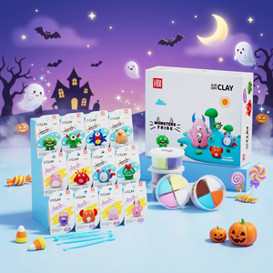 Kit de Arcilla Seca al Aire Monsters Tribe, Arcilla de Modelar Ultraligera No Tóxica con 12 Tarjetas de Tutoriales y Herramientas, Regalo de Halloween para Niños - Product Image 1
