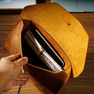 Cowhide <b>Computer</b> Briefcase Portable Laptop Document Storage Bag Multi-Functional Sleeve With Inner Pocket for <b>Accessories</b> - Product Image 5