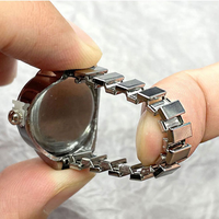 Mini montre à quartz vintage argentée, bracelet élastique, pour fiançailles, mariage, hip-hop, montre à doigt antique pour homme