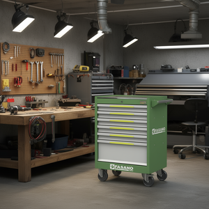 FASANO Tools 6 <b>Drawer</b> Rolling Tool Cabinet Green Steel With Wheels For <b>Workshop</b> Storage - Product Image 3