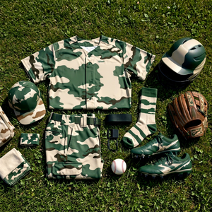 Conjunto de Uniforme de Béisbol de Camuflaje para Hombre, Jersey con Botones al Frente, Pantalones, Gorra y Calcetines - Product Image 1