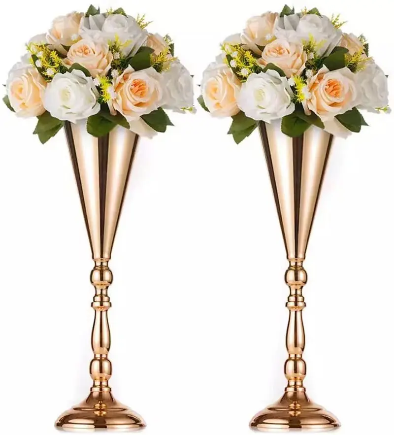 Trang trí nội thất hôn nhân kim loại bình cột đứng trung tâm bảng hoa bình kim loại vàng đứng hoa đám cưới cho Bảng trang trí