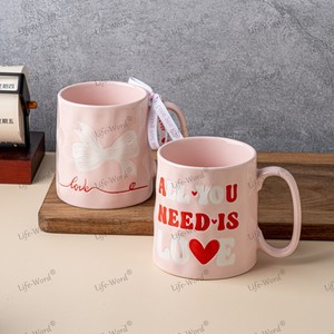 Vente chaude mignon Graffiti coeur tasses en céramique série rose tasses à eau en céramique comme cadeaux pour petite amie tasses à café en céramique - Product Image 5
