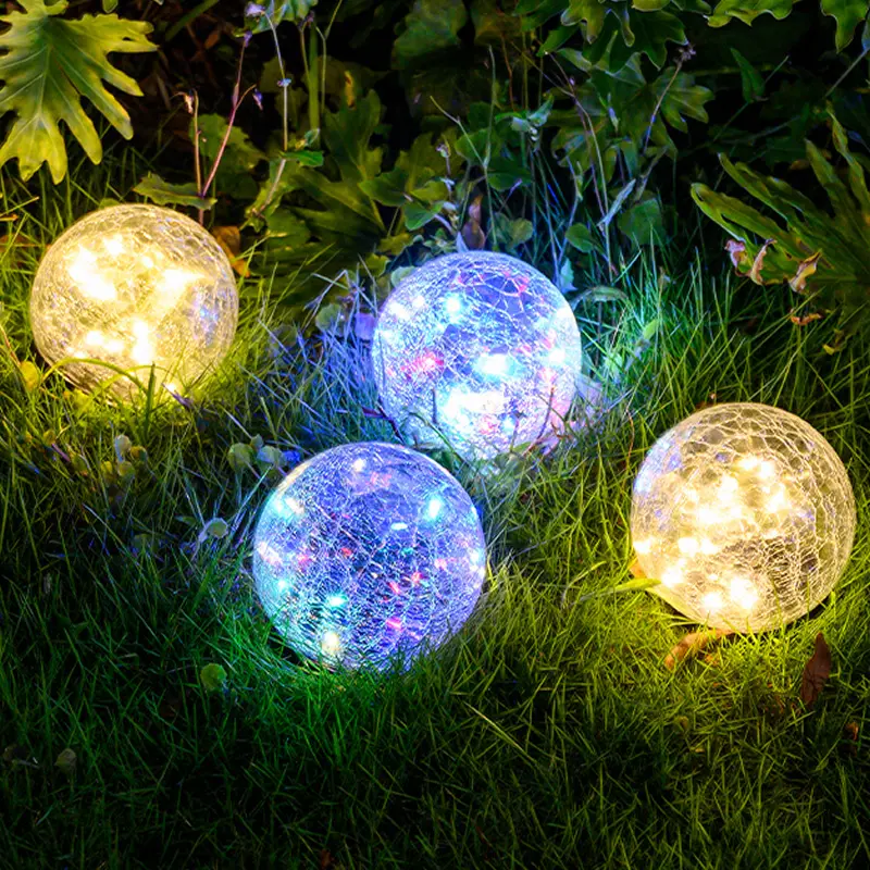 Factory Hot Sales Outdoor LED Globe Ball Lamp buried Solar Cracked Glass light Landscape Outdoor Decorative Lamp