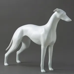 Wit Staande Houding Display Hond Model Glasvezel Hond Mannequin Greyhound Animal Mannequin Model