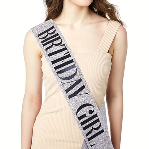 Ceinture de fille d'<span class=keywords><strong>anniversaire</strong></span> pour femmes, rose satin, argent, paillettes, décorations de fête de princesse d'<span class=keywords><strong>anniversaire</strong></span>, fournitures de fête d'<span class=keywords><strong>anniversaire</strong></span> pour femmes - Product Image 3